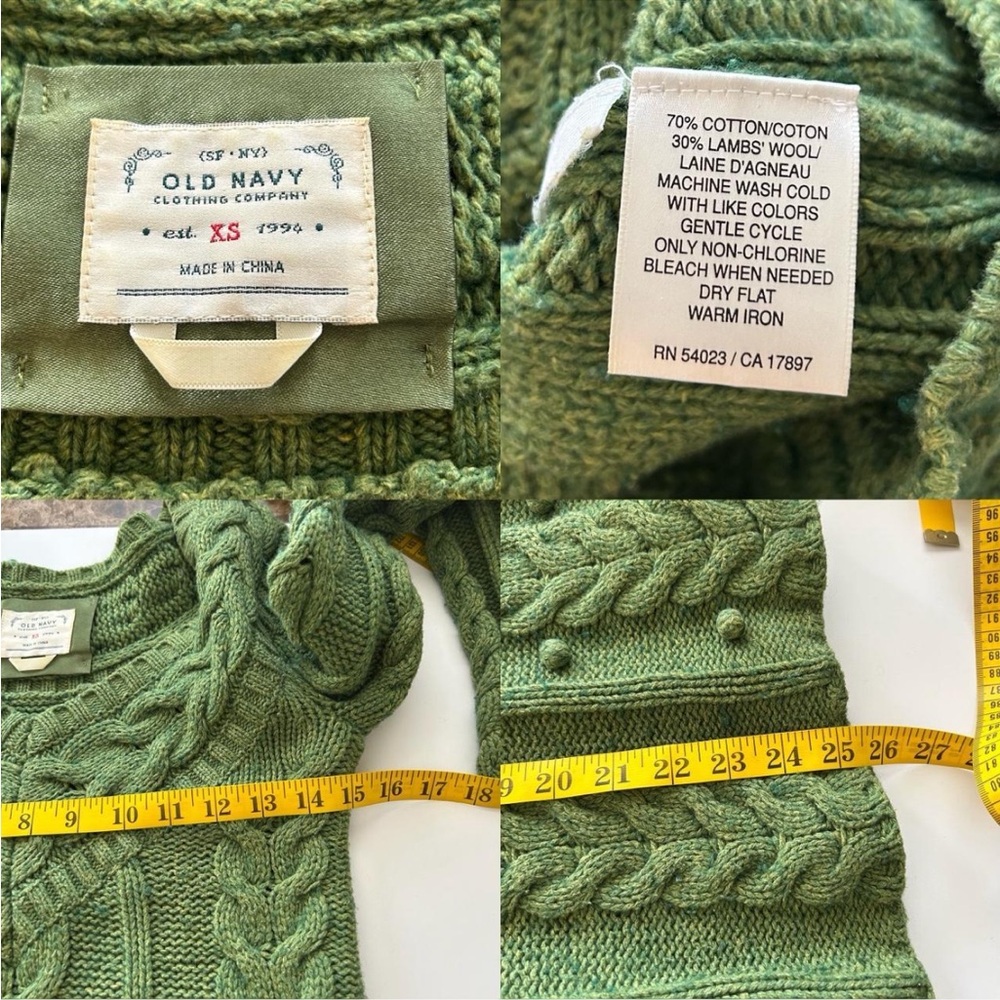 Vintage Old Navy Cottagecore Granny Chic Wool Blend Cable Knit Sweater size XS. - Picture 8 of 8
